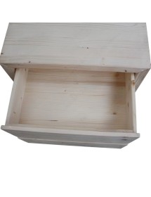 COMODINO CORTINA 2 CASSETTI BIANCO IN LEGNO MASSELLO DI ABETE 55X40...