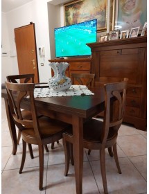 Tavolo rettangolare allungabile legno classico Noce Arte Povera 130...