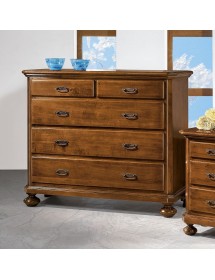 MOBILI 2G -  Cassettiera classica 5 cassetti legno grezzo 116x51x101 vista frontale