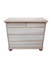 MOBILI 2G -  Cassettiera classica 5 cassetti legno grezzo 116x51x101 (452) vista frontale