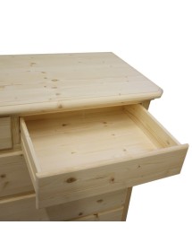 MOBILI 2G -  Cassettiera classica 5 cassetti legno massello di abete grezzo 118x52x99 vista frontale