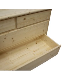 MOBILI 2G -  Cassettiera classica 5 cassetti legno massello di abete grezzo 118x52x99 vista frontale