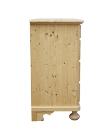 MOBILI 2G -  Cassettiera classica 5 cassetti legno massello di abete grezzo 118x52x99 vista frontale