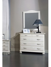 MOBILI 2G -  Cassettiera classica 5 cassetti legno massello di abete grezzo 118x52x99 vista frontale