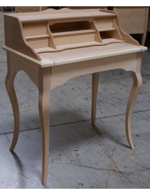 MOBILI 2G - Scrivania 6 cassetti con tiretto legno grezzo 78X50X96 vista frontale