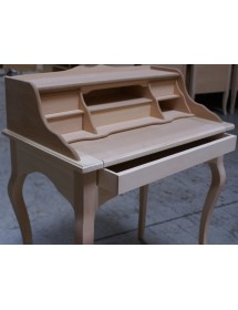 MOBILI 2G - Scrivania 6 cassetti con tiretto legno grezzo 78X50X96 vista frontale