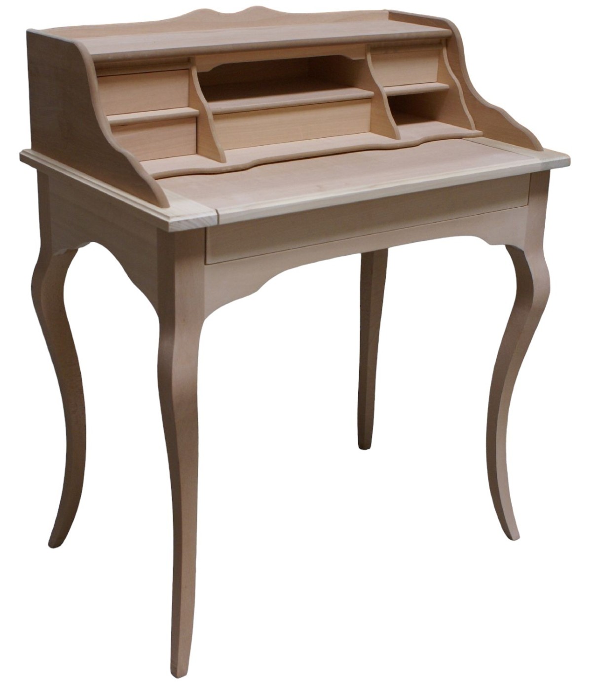 MOBILI 2G - Scrivania 6 cassetti con tiretto legno grezzo 78X50X96 vista frontale