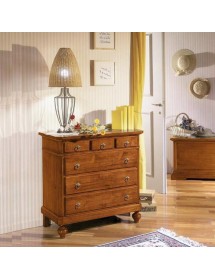 MOBILI 2G -  Cassettiera classica 6 cassetti legno grezzo 90x45x88 vista frontale