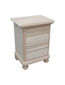 MOBILI 2G -  Comodino classico 3 cassetti legno abete grezzo 50x38x66 vista frontale