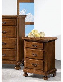 MOBILI 2G -  Comodino classico 3 cassetti legno tinta noce 50x38x66