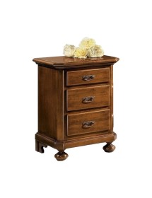 MOBILI 2G -  Comodino classico 3 cassetti legno tinta noce 50x38x66