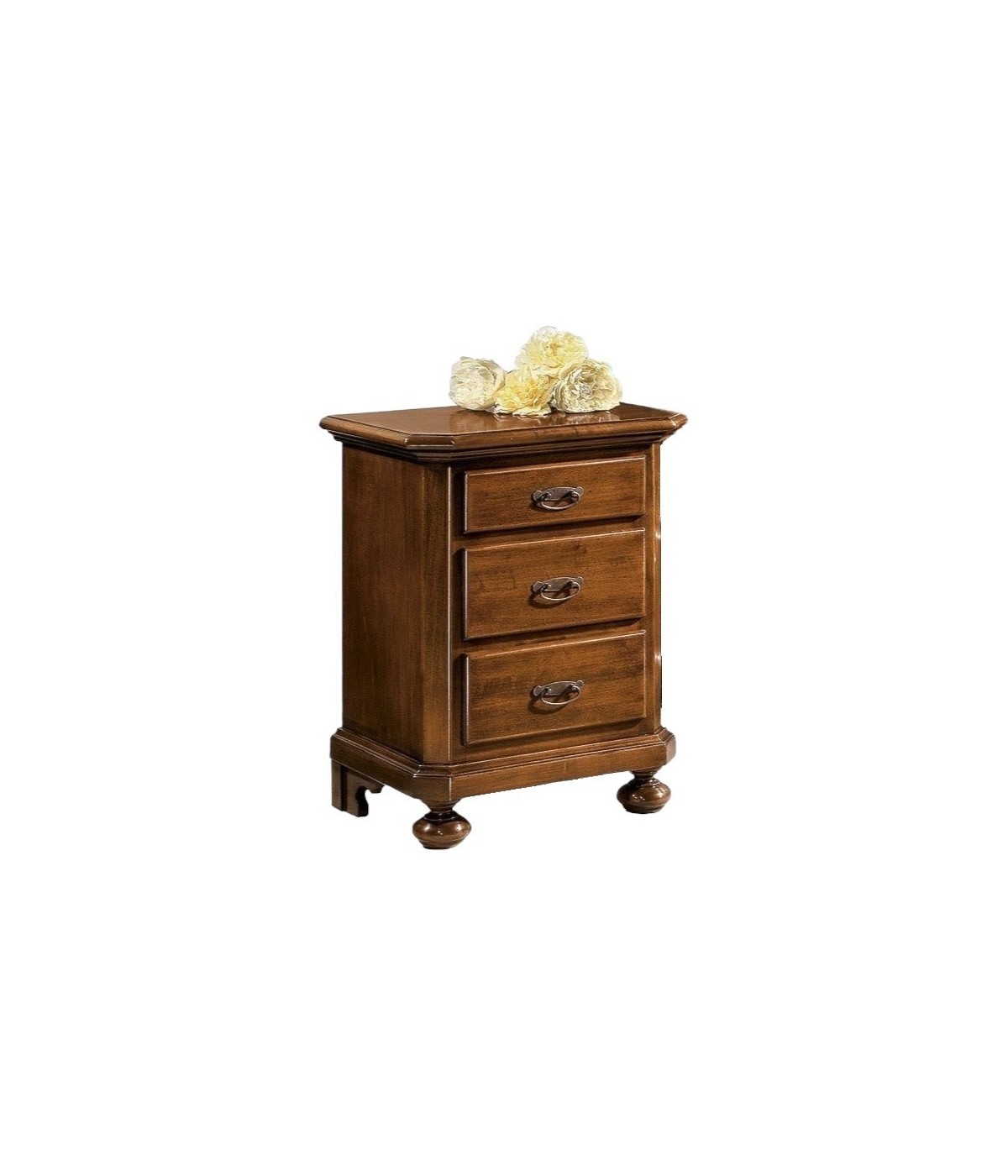 MOBILI 2G -  Comodino classico 3 cassetti legno tinta noce 50x38x66