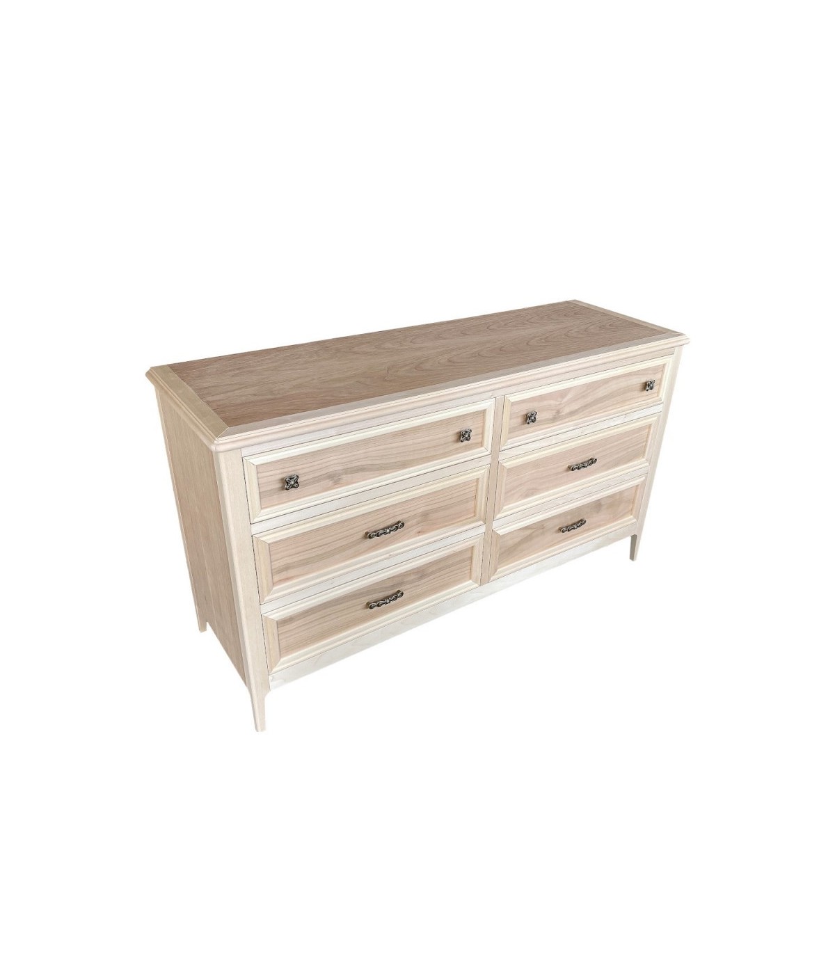 MOBILI 2G - Cassettiera 6 cassetti In Legno massello grezzo 150x50x85 vista frontale