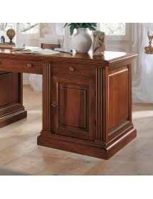 MOBILI 2G - Scrivania 7 cassetti 1 porta legno tinta noce 185X80x80 vista frontale