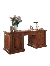 Scrivania 7 cassetti 1 porta legno tinta noce bassano 185X80x80