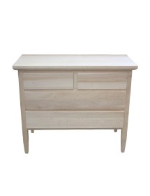 MOBILI 2G -  Cassettiera classica 4 cassetti legno grezzo 110x51x90 vista frontale