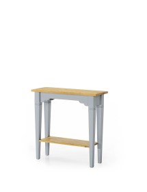 TAVOLO+CONSOLLE IN ABETE LACCATO AZZURRO CONSUMATO EFFETTO SHABBY CHIC CON PIANO TINTA MIELE