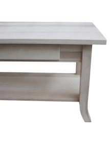 MOBILI 2G - Tavolino rettangolare legno massello grezzo 80X47X50 vista frontale