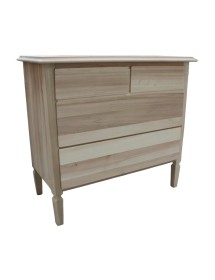 MOBILI 2G -  Cassettiera classica 4 cassetti legno grezzo 90x42x83 (525) vista frontale
