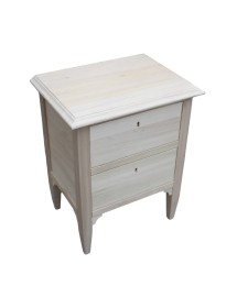 MOBILI 2G -  Comodino classico 2 cassetti legno grezzo 51x37x65 vista frontale