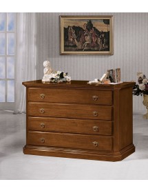 Cassettiera classica 4 cassetti legno grezzo 150x57x97 (417)