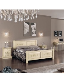 MOBILI 2G - Gruppo 1 Cassettiera 2 Comodini legno classico avorio shabby VISTA FRONTALE