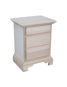 MOBILI 2G -  Comodino classico 3 cassetti legno grezzo 50x38x65 vista frontale