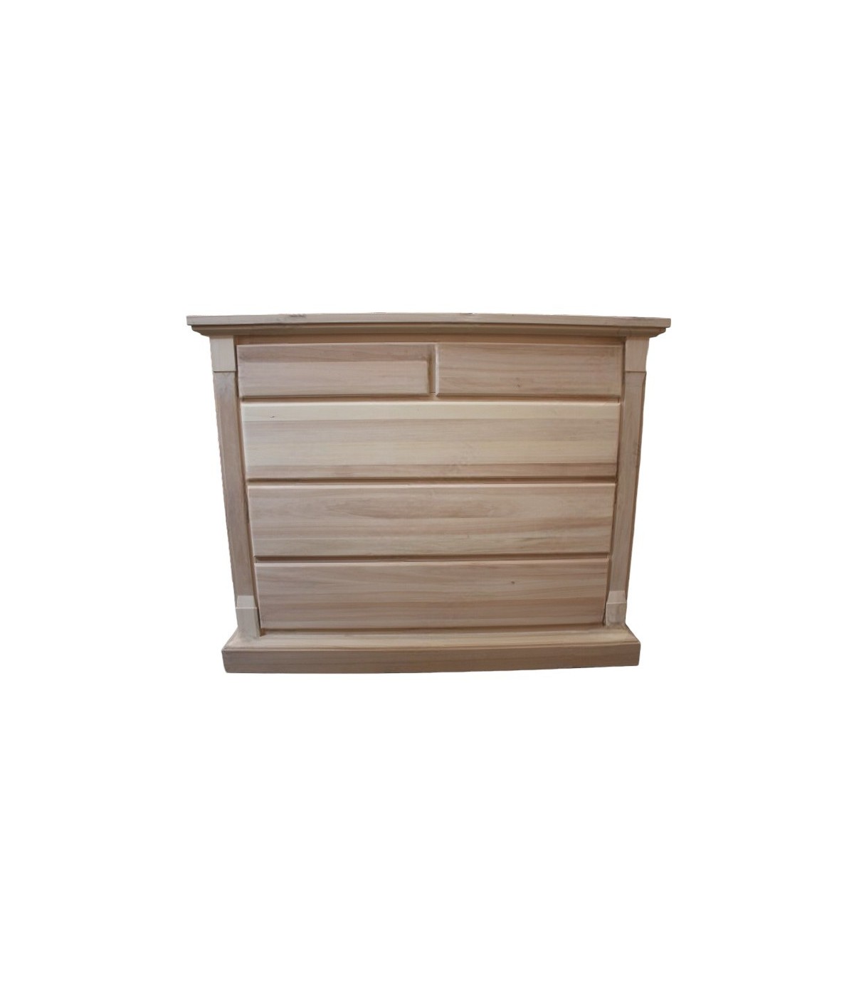 MOBILI 2G -  Cassettiera classica 5 cassetti legno grezzo 135x55x110 vista frontale