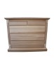 MOBILI 2G -  Cassettiera classica 5 cassetti legno grezzo 135x55x110 vista frontale