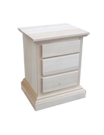 MOBILI 2G -  Comodino classico 3 cassetti legno grezzo 51x40x64 vista frontale