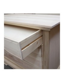 MOBILI 2G -  Cassettiera classica 4 cassetti legno grezzo 125x52x99 vista frontale