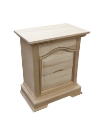 MOBILI 2G -  Comodino classico 3 cassetti legno grezzo 60x37x71 vista frontale