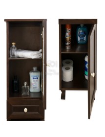 MOBILI 2G - Mobile bagno Classico Sagomato con Colonna Legno Tinta Noce L.105 P.50 vista frontale colonna aperta