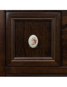 MOBILI 2G - Mobile bagno Classico Sagomato con Colonna Legno Tinta Noce L.105 P.50 vista frontale pomolo