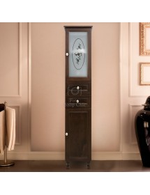 MOBILI 2G - Mobile bagno Classico Sagomato con Colonna Legno Tinta Noce L.105 P.50 vista frontale colonna