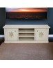 MOBILI 2G - Porta tv 2 ante legno shabby bianco decori 160x46x56 VISTA FRONTALE