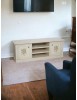 MOBILI 2G - Porta tv 2 ante legno shabby bianco decori 160x46x56 VISTA FRONTALE