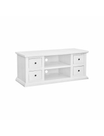 MOBILI 2G - Porta tv 4 cassetti 2 vani a giorno shabby bianco 120x50x53 VISTA FRONTALE