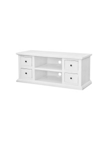 MOBILI 2G - Porta tv 4 cassetti 2 vani a giorno shabby bianco 120x50x53 VISTA FRONTALE