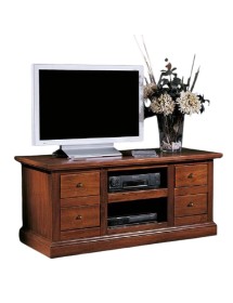 MOBILI 2G - Porta tv classico 4 cassetti 2 vani tinta noce 120x50x53 vista frontale