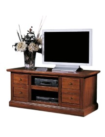 MOBILI 2G - Porta tv classico 4 cassetti 2 vani tinta noce 120x50x53 vista frontale