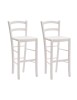 MOBILI 2G - SET 2 SGABELLI SHABBY IN LEGNO BIANCO SEDUTA LEGNO