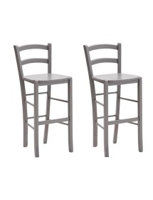 MOBILI 2G - SET 2 SGABELLI SHABBY IN LEGNO GRIGIO SEDUTA LEGNO 41X44X101 VISTA FRONTALE