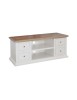 MOBILI 2G - Porta tv 4 cassetti 2 vani a giorno shabby bianco e naturale 120x50x53 VISTA FRONTALE