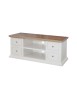MOBILI 2G - Porta tv 4 cassetti 2 vani a giorno shabby bianco e naturale 120x50x53 VISTA FRONTALE
