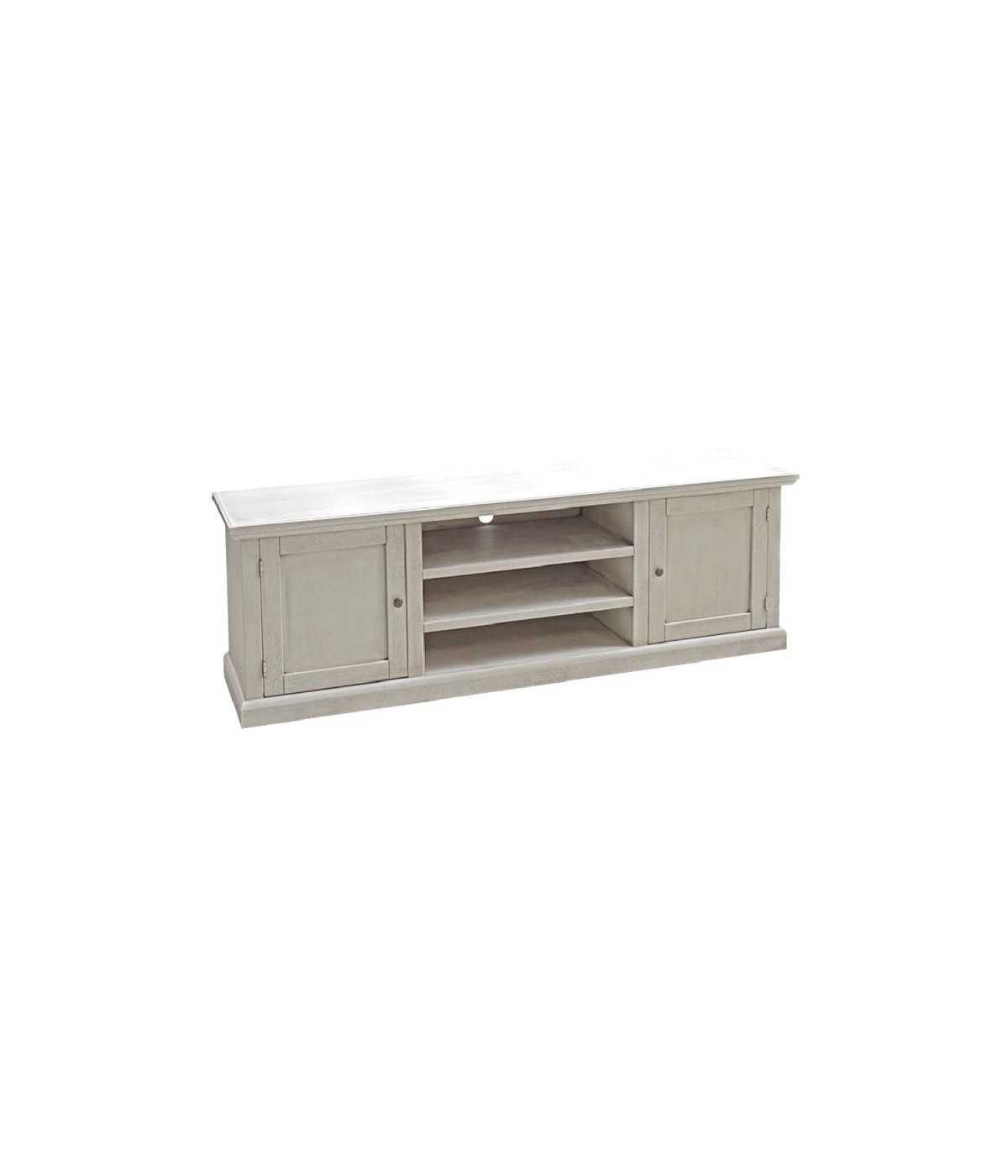 MOBILI 2G - Porta tv 2 ante legno shabby bianco anticato 160x46x56 VISTA FRONTALE