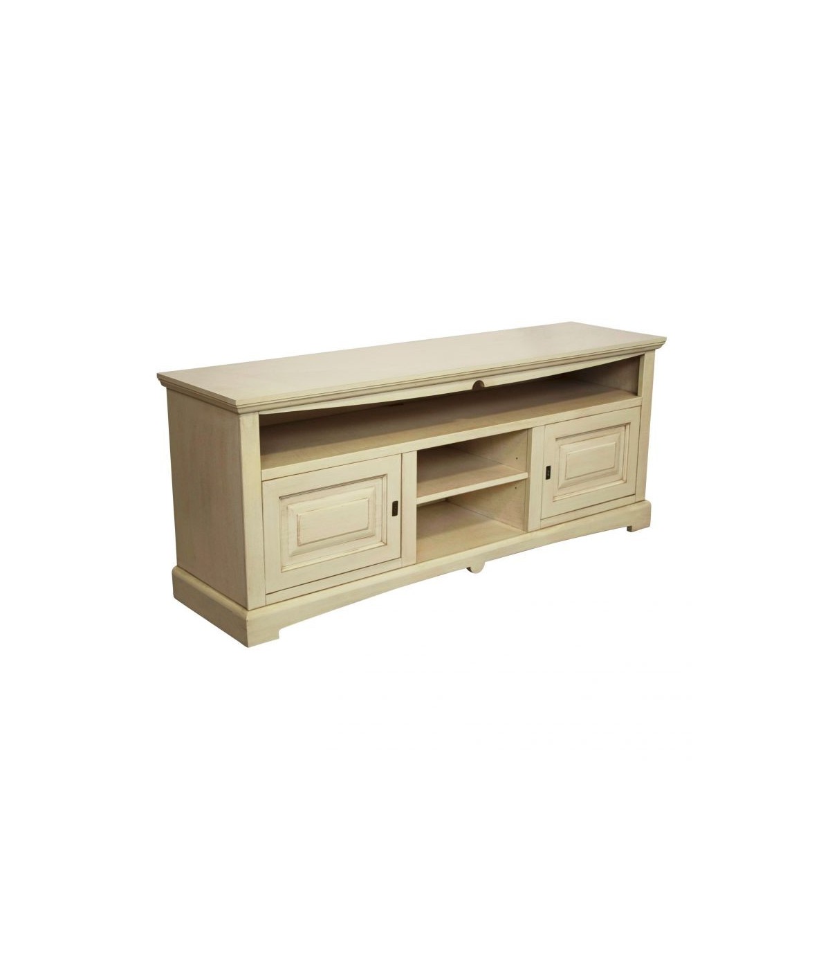 MOBILI 2G - Mobile porta tv goccia legno shabby avorio anticato 170x46x69 VISTA FRONTALE