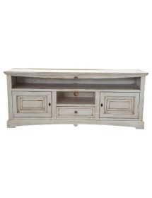 MOBILI 2G - Mobile porta tv goccia shabby legno bianco anticato 170x46x69 vista frontale