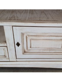 MOBILI 2G - Mobile porta tv goccia shabby legno bianco anticato 170x46x69 vista frontale