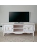 MOBILI 2G - Porta tv legno shabby bianco anticato decori 160X50X61VISTA FRONTALE